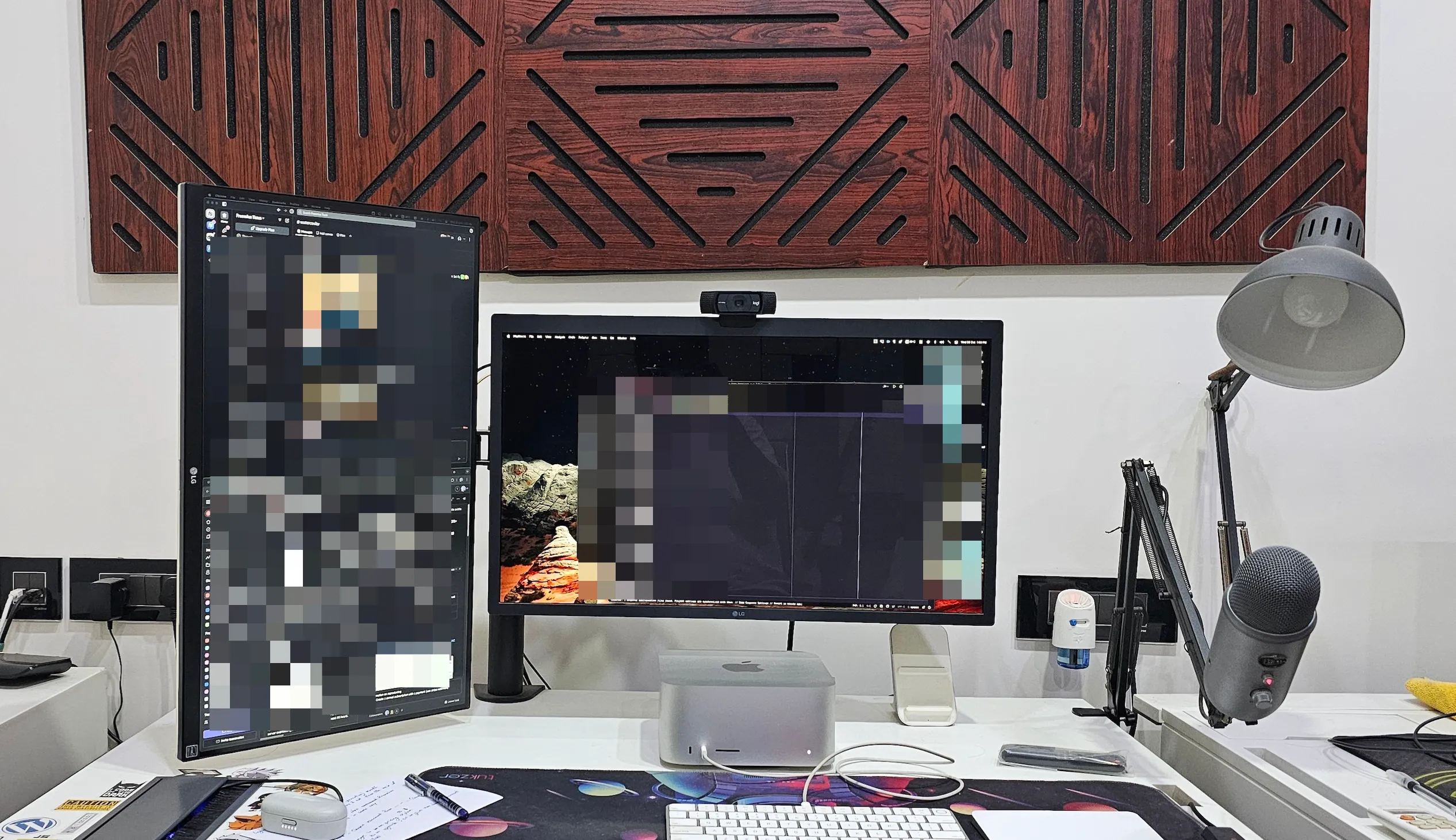 My Mac Studio workstation with the LG UltraFine 5K and LG 4K monitor in portrait mode