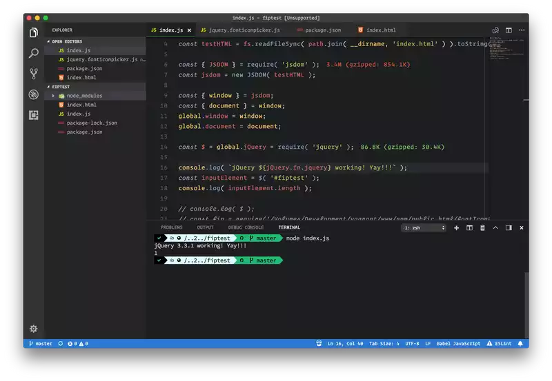Use jQuery in Node with JSDOM V11