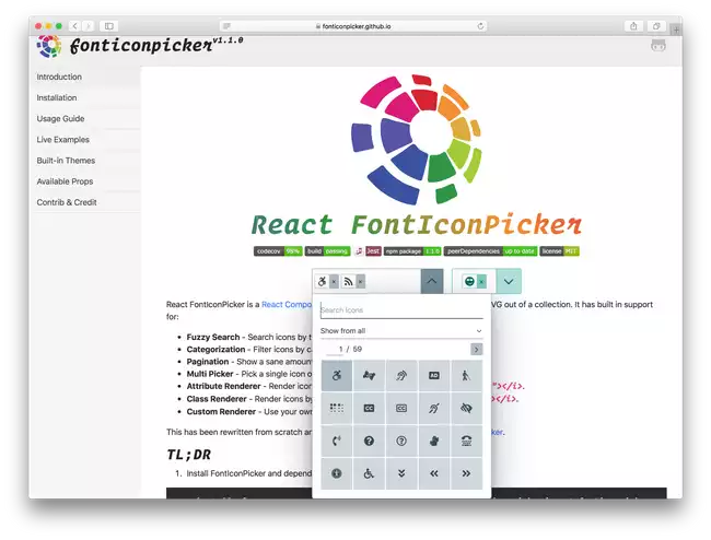 React FontIconPicker